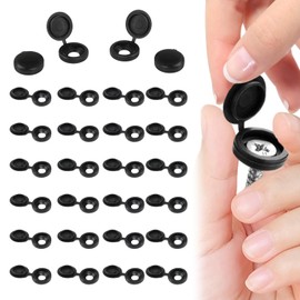 200pcs Black Screw Caps, Fits 6 And 8 Screws, Plastic Hinged Screw Hole Cover Caps Foldable, Self Tapping Invisible Screws Cap For Door, Furniture, Cabinet, Cupboard, Wardrobe Fixings