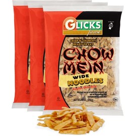 Glicks Wide Chow Mein Noodles, 10oz (3 Pack), Wide and Crisp, No Artificial Flavors or Colors, Certified Kosher