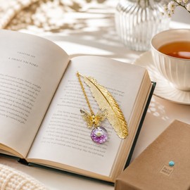 Metal Feather Bookmark for Book Lovers – Vintage Butterfly Charm Page Marker for Reading and Gifts