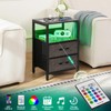 Yoobure Nightstand with Charging Station, LED Night Stand with Fabric