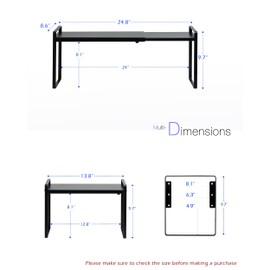 Nxconsu Cabinet Shelf Expandable Height Adjustable Organizer Riser for Kitchen Cabinet Pantry Cupboard Under Sink Countertop Organization Storage Space Saver Stackable Heavy Duty Metal Black