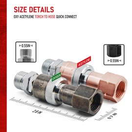 RX WELD Oxy-Fuel Quick Connect Torch To Hose Fittings, Cutting Torch Hose Quick Connect Sets