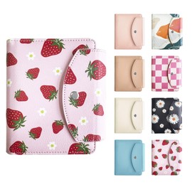 LAOTANGJIA PU Lipstick Case Holder with Mirror,Holds 4pcs of Long Lipsticks,Lipstick Holder,Cute Makeup bag Travel Organizer Bag for Outside Mini Bag Pouch,Strawberry for Gift Women