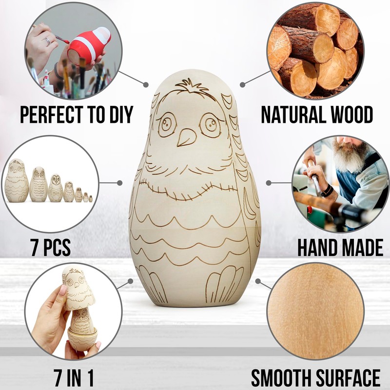 Owl Nesting Dolls Set of 7 pcs