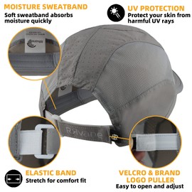 RRvane Quick Dry Running Cap Polyester Outdoor Sports Hat Lightweight Unstructured Baseball Cap for Men, Women (Light Grey)