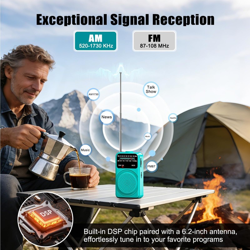 Tendak Portable Radio AM FM, Small Radio for Home, Outdoor,