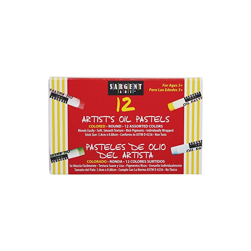 Sargent Art 22-2017 12-Count Oil Pastels Assorted, 5.8cm x 0.88cm