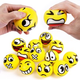 Ainiv Funny Face Squeeze Stress Balls, 12pcs Stress Relief Ball, Sensory Stress Ball for Kids and Adults, Hand Exercise Stress Relief Balls, Squeeze Toys for Anxiety, Fidget, Tension, Manage Anger