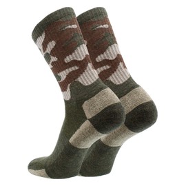 TCK Merino Wool Socks for Men and Women (Green Camo, Large)