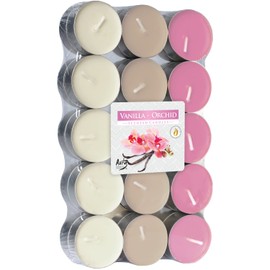 Nipter Tea Lights Scented Pack of 30 Tea Lights Vanilla Orchid Scented Tea Lights 3 Colours Scented Candles Burning Time 4 Hours