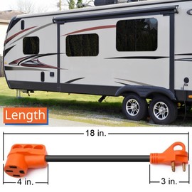 Sintron RV Adapter Cord 30 Amp Male to 50 Amp Female 18 Inch, NEMA TT-30P to NEMA 14-50R Dogbone Electrical Converter with Grip Handle, Heavy Duty STW 10 AWG 125V/3750W, for RV Camper, Travel Trailer.