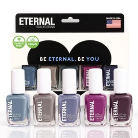 Eternal Colección  Juego de 5 piezas Larga duración, secado rápido, esmalte de uñas de brillo espejo  endurecedor, acabado brillante y brillante  0...