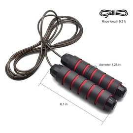 PGM - Cuerda de saltar con rodamientos de bolas, cable ajustable de velocidad rápida y asas de espuma viscoelástica de 6 pulgadas, ideal para ejercicios aeróbicos como entrenamiento de velocidad,