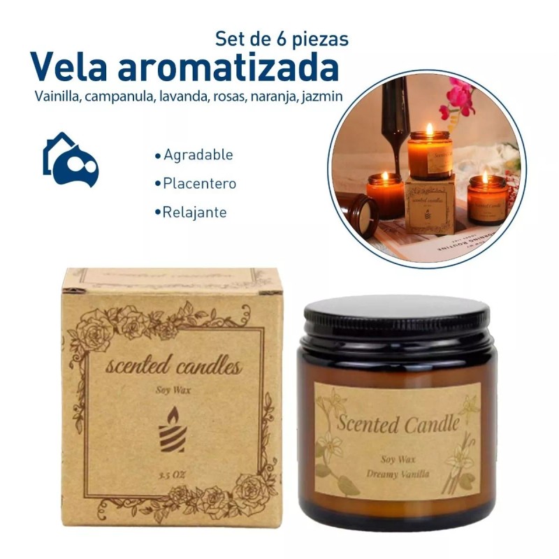 Bluelander 6 Velas Aromáticas Decorativas 100% Soya Aromaterapia 3.5oz
