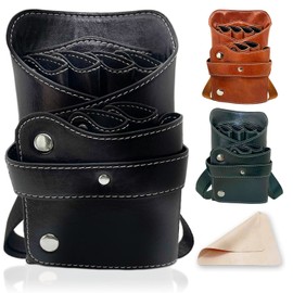 MINOLBA Scissor Case, Scissor Bag, Storage Capacity, Maintenance, Stability, Cleaning Cloth Included, 3 Colors, 6 Choices, Hairdresser, Trimmer, Florist, Black