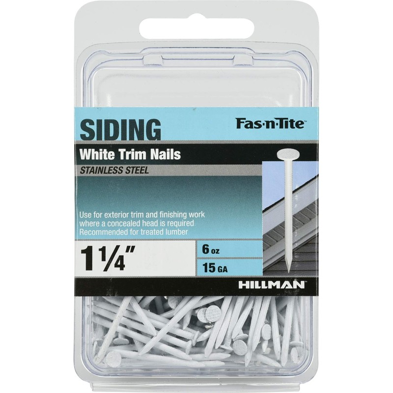 Hillman Fasteners 461819 White Painted Stainless Steel Trim Nails, 6