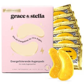 grace & stella - Eye Pads Against Dark Circles, Eye Pads Reduce Dark Circles, Eye Pads Against Bags and Wrinkles, Cooling and Refreshing Eye Pads Masks, Gel Eye Pads [6 Pairs, Gold]