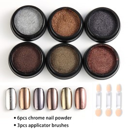 Fcozpjk Chrome Nail Powder Set 6 Colors Rose Gold Bronze Black Chrome