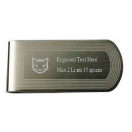 Feline Pet Cat Money Clip Engraved Own Text in Bag