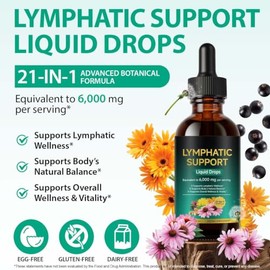 Lymphatic Drainage Drops, 6000mg Liposomal Lymphatic Support Drops, Herbal Liquid Supplement for Natural Balance & Immune Health, Vegan 60ML
