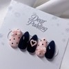 [Handmade Nail Tips] Ribbon Dotted Nail Tips - Almond /