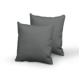 Pizuna Dark Grey Cotton Pillowcase 65 x 65 cm, Pack of 2, 400 Thread Count Long Staple Cotton Satin Weave Pillow Slip with Envelope Closure, 65 x 65 cm (100% Cotton Square Pillow Cover)