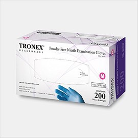 TRONEX 9252-Nitrile Exam Glove, Fingertip-Textured, Powder-Free, Blue (Small, Box of 200)