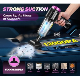 AUXTUR Handheld Vacuum Cordless-3 in 1 Car Vacuum Cleaner High Power-Brushless Motor 12000PA,Super Suction Power Vacuums-Cable-Small, Portable and Rechargeable Cleaner for Car