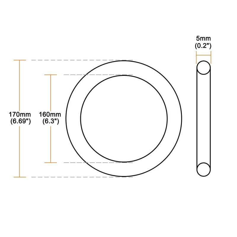 TA-VIGOR 1 Piece Nitrile Rubber O-Rings 170mm OD 160mm ID