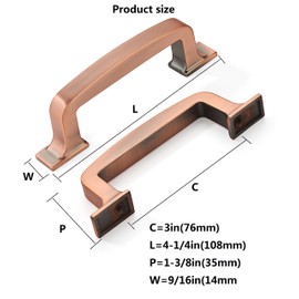 khtumeware 10 Pack 3 Inch Kitchen Cabinet Handles Brushed Antique Copper Cabinet Pulls Drawer Pulls Kitchen Cabinet Hardware Kitchen Handles for Cabinets Cupboard Handles Drawer Handles