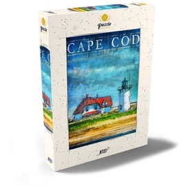 MyPuzzle Vintage Cape Cod Lighthouse - Coastal Retro Travel Art - Premium 1000 Piece Puzzle - MyPuzzle Special Collection by Puzzle Galaxy