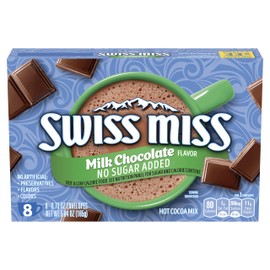 Swiss Miss Milk Chocolate Flavored No Sugar Added Hot Cocoa Mix, Hot Cocoa Bar Supplies, 0.73 oz., 8-Count Envelopes (12 Boxes)