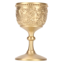 Gold Chalice Retro Embossed Style Thickened Brass Luxurious Elegant Luster Pimp Cup for Party Banquet Wedding