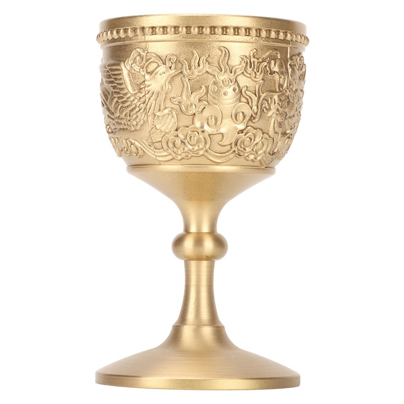Gold Chalice Retro Embossed Style Thickened Brass Luxurious Elegant Luster