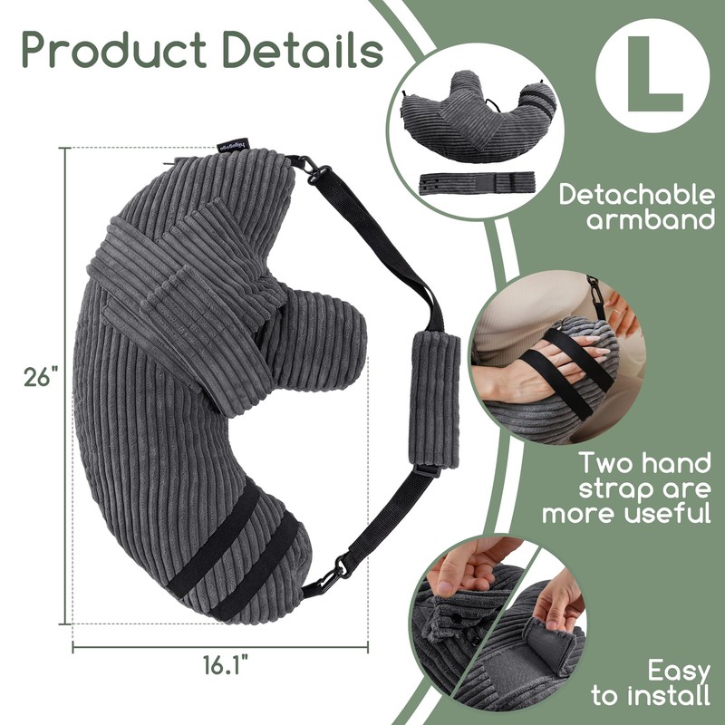 Rotator Cuff Pillow for Left/Right,Arm Shoulder Pillow,Dark Grey,L