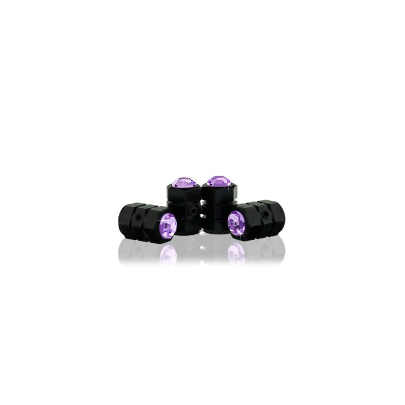 Bling Anti-Theft Locking System Purple(PU-BC) Crystal Metal Black Tire Rim