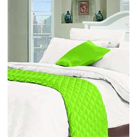 Textiles Direct Desire Faux Moss Green Satin Quilted Bed Runner
