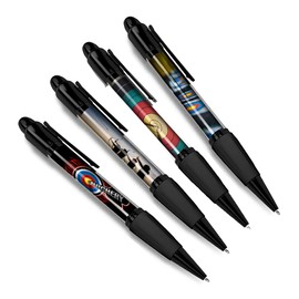 DV DESIGN Set of 4 Archery Black Ballpoint Pens - Target Archer Sport Bow Arrow Adventure Student Job Boys Girls Men Women Theme Pen #79384