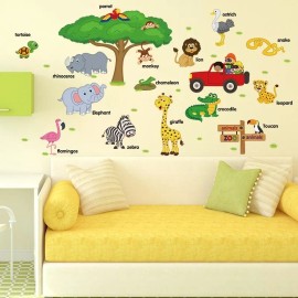 DaraBaby Vinil Decorativo Infantil Animales Ingles Sala Estancia Sala
