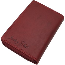 Genuine Cowhide Leather Women's Wallet / Purse / Purse in Portrait Format with Butterfly Motif or without Motif with RFID & NFC Protection, Without motif/cherry red, Modern