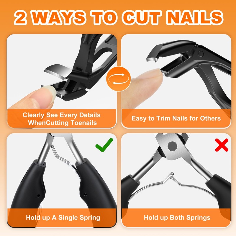 Toenail Clippers for Thick Nails for Seniors, Angled Head Ergonomic