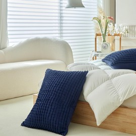 WARMDERN Blue Pillow Covers King Pillow Cases Soft Microfiber Pillow Cases Set of 2 Boho Textured Pillowcase with Envelope Closure(Blue, King 20x36 Inches)