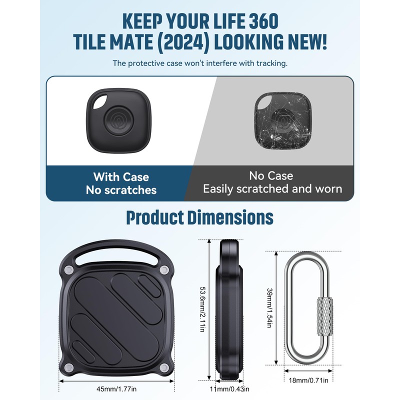DDJ 4 Pack for Life360 Tile Mate 2024 Tracker Case,