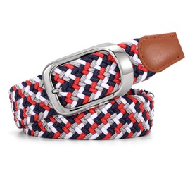 JASGOOD Multicolored Elastic Braided Belt, 1 3/8", Men Woven Stretch Golf Belt for Jeans Shorts Pants