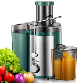 QCen Juicer Machine, 800W Centrifugal Juicer Extractor with Wide Mouth 3” Feed Chute for Fruit Vegetable, Easy to Clean, Stainless Steel, BPA-free (Green)
