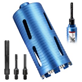 DaduoRi 4 1/2" Dry Core Drill Bit, 5/8"-11 Thread, with 3 Adapters Included: SDS Plus, SDS Max and 1/2" Hex Shank; 9.5" Drill Depth, 4.5 in Diamond Core Bits for Brick, Block, Stucco, Masonry