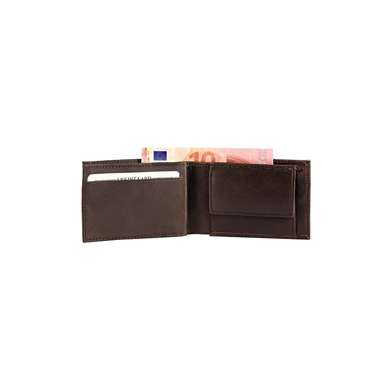 Lambskin Leather Mini Wallet Bifold Landscape in Brown Dimensions 10