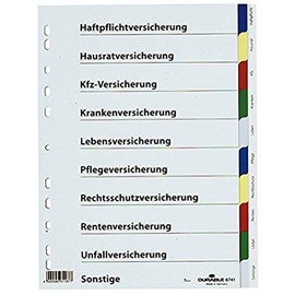 DURABLE Versicherungsregister/6741-27 DIN A4 farbiger Ablauf Hartfolie