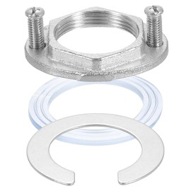 uxcell Female Thread Hex Lock Nut M32 x 1.5 Stainless Steel 304 Single Hole Faucet Lock Nuts with Gasket, Faucet Fixing Tool Set for Bathroom Basin Sink (Overall Size:54x43mm)