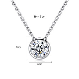 Bo&Pao Women's Necklace 925 Sterling Silver with Round Cubic Zirconia, 18", ajustable